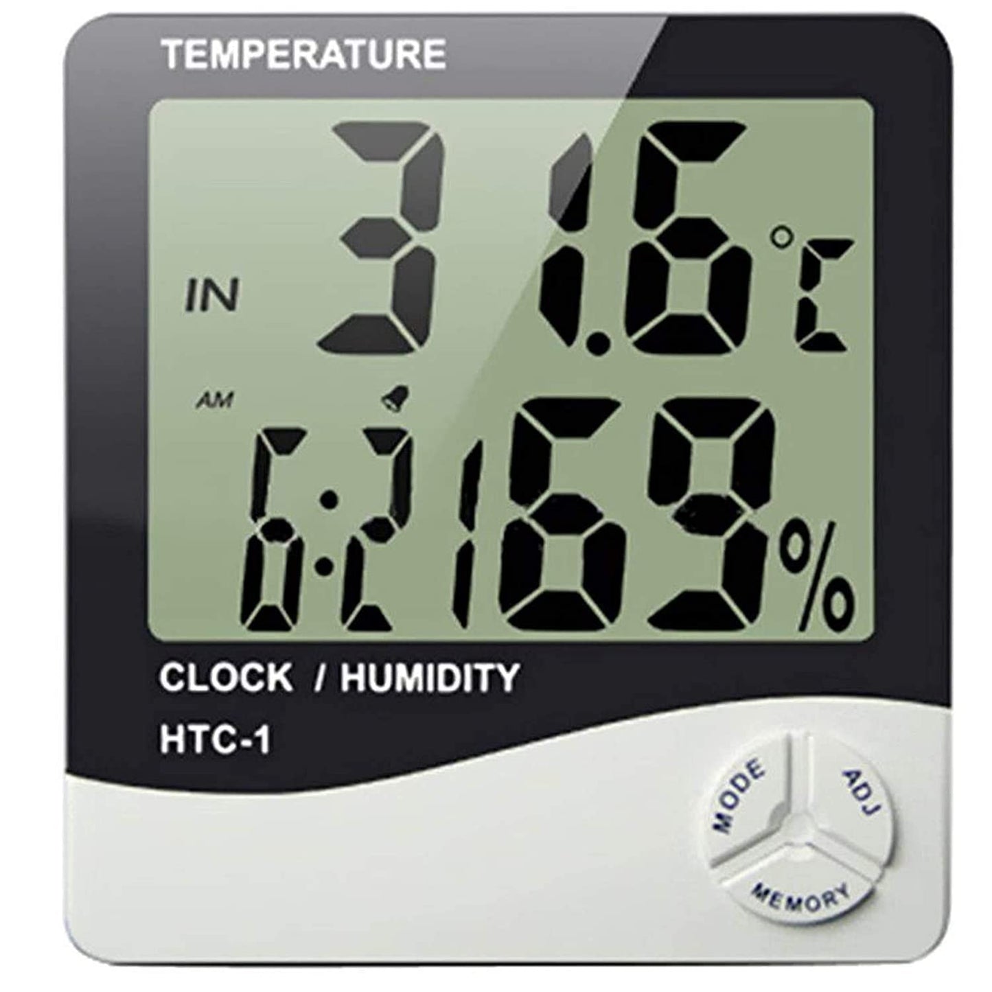 Digital Wall Clock with Temperature and Humidity Sensor - Silver