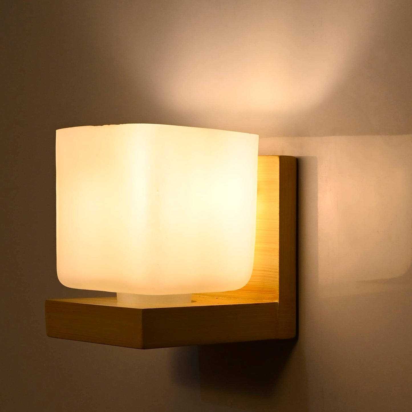 Modern Wall Lamp Uplighter for Living Room & Bedroom - Wooden Finish - E27 Bulb - Easy Installation