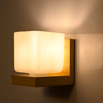 Modern Wall Lamp Uplighter for Living Room & Bedroom - Wooden Finish - E27 Bulb - Easy Installation