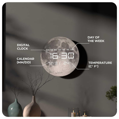 Digital Wall Clock with LED Display - USB Powered Glass Clock for Home, 1.5m Cable
