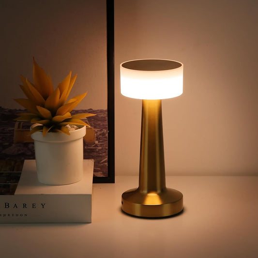 Table Lamp with Wireless Charging & Touch Control - Aluminum Gold - 2000 mAh Battery - 41 Level Dimming