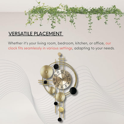 Metal Wall Clock - Vintage Design - 30 x 16 Inch - Multicolor - Silent Sweep Mechanism