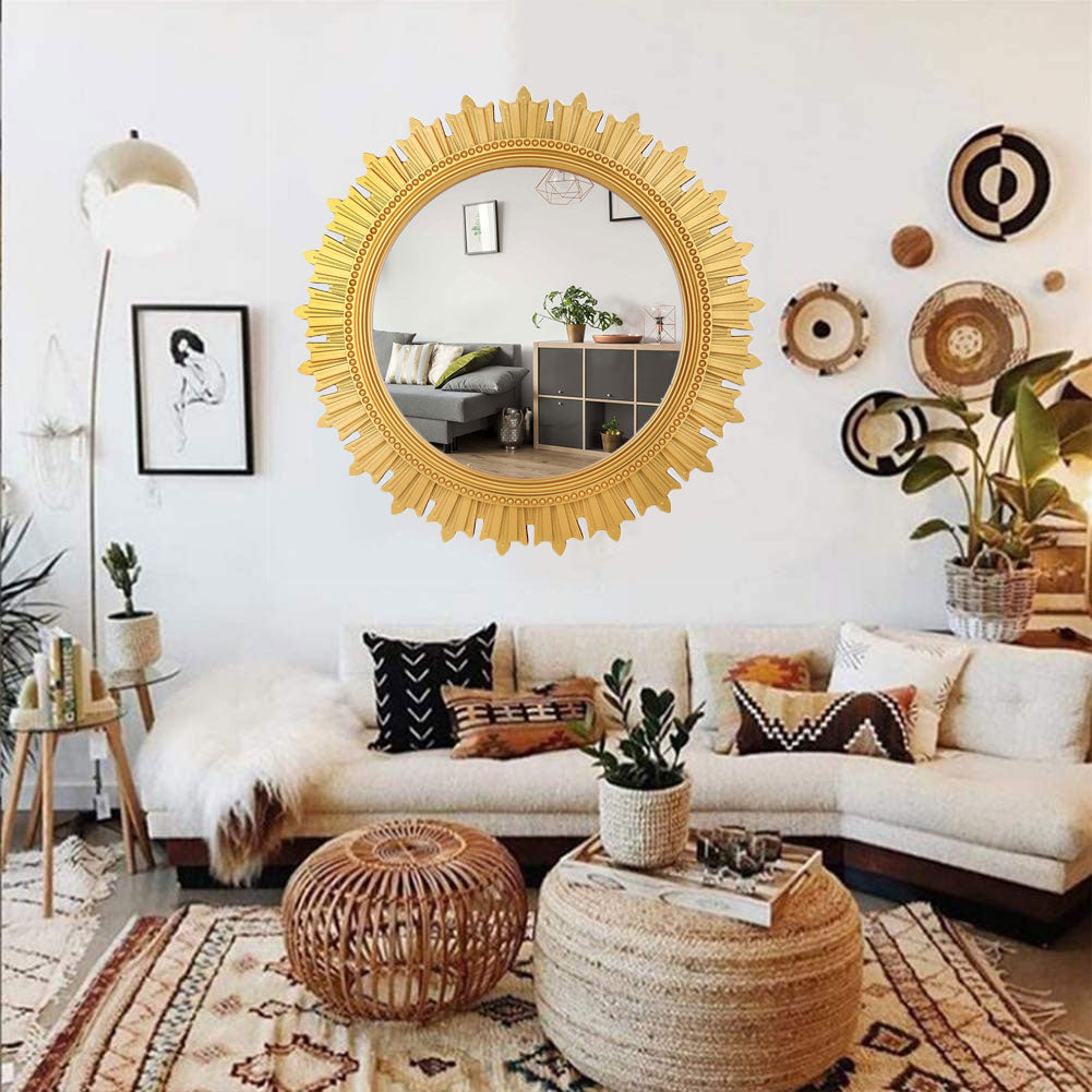 EFINITO Sunburst Wall Mirror, Decorative Framed Mirror for Bathroom, Bedroom, Living Room & Vanity (17 Inch)