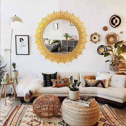 EFINITO Sunburst Wall Mirror, Decorative Framed Mirror for Bathroom, Bedroom, Living Room & Vanity (17 Inch)