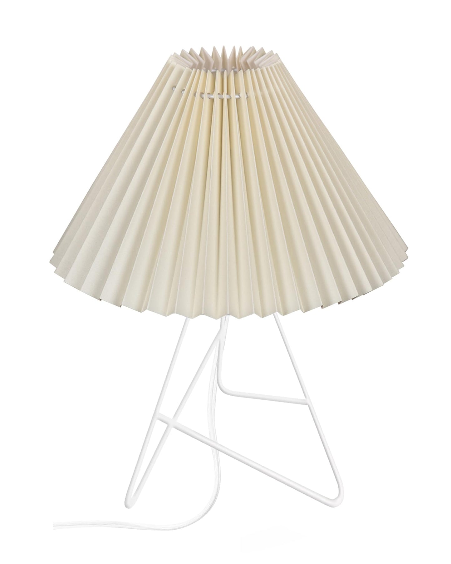 Table Lamp Minimalist Design Metal Base Off-White Fabric Shade 34.7x24x24cm