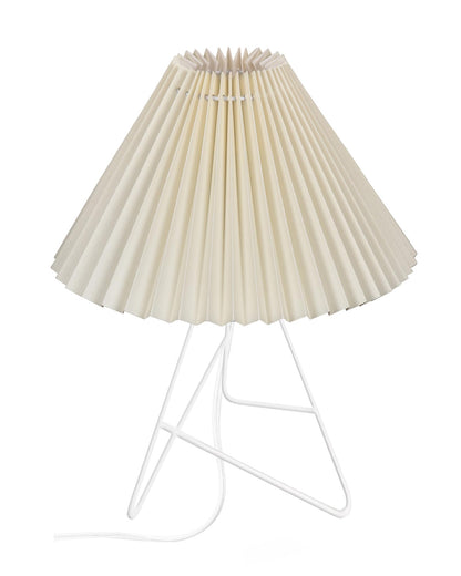 Table Lamp Minimalist Design Metal Base Off-White Fabric Shade 34.7x24x24cm