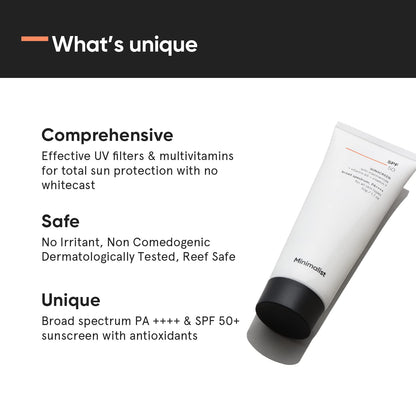 Lightweight SPF 50 Sunscreen with Multi-Vitamins - No White Cast