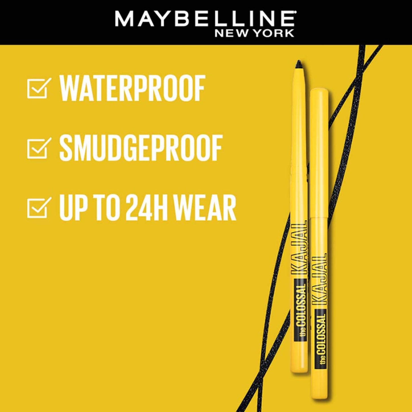 Colossal Kajal Eyeliner - Intense Black, Waterproof, 0.35g
