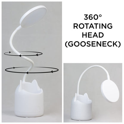 LED Table Lamp with 3 Colour Modes, Plastic, White, Adjustable Gooseneck