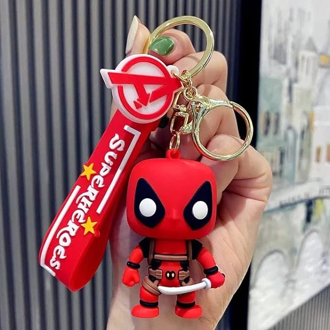 Marvel Deadpool Superhero Keychain | Model A | 3D Lanyard Keychain With Charms | Silicone |