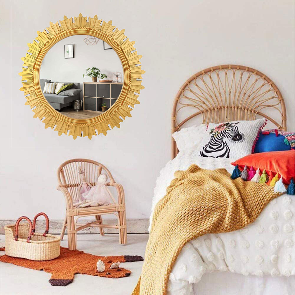 EFINITO Sunburst Wall Mirror, Decorative Framed Mirror for Bathroom, Bedroom, Living Room & Vanity (17 Inch)