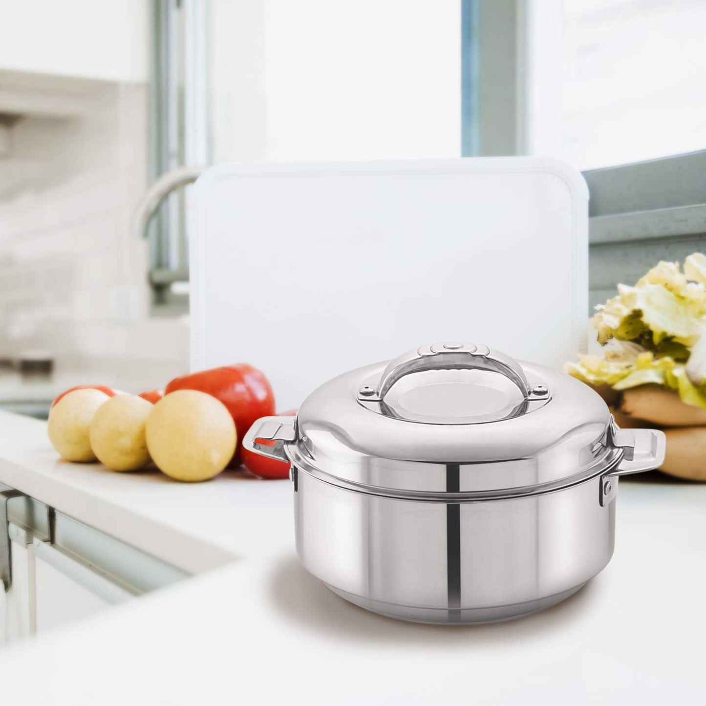 CELLO Maxima Insulated Casserole Hot Pot For Kitchen 1350ml, Silver