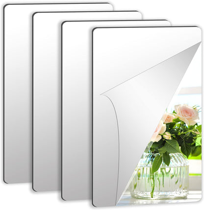 Acrylic Mirror Finish Decorative Wall Tiles - 4pc Pack - 30 x 21 cm - Flexible Self-Adhesive