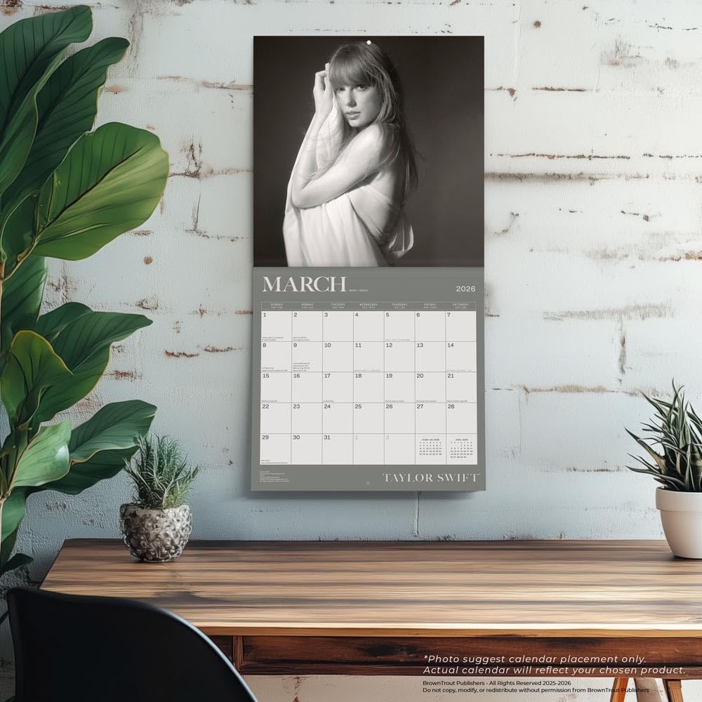 Taylor Swift OFFICIAL | 2026 12 x 24 Inch (Hanging) Monthly Square Wall Calendar | Plastic-Free | BrownTrout | Music Pop Singer Songwriter Celebrity 