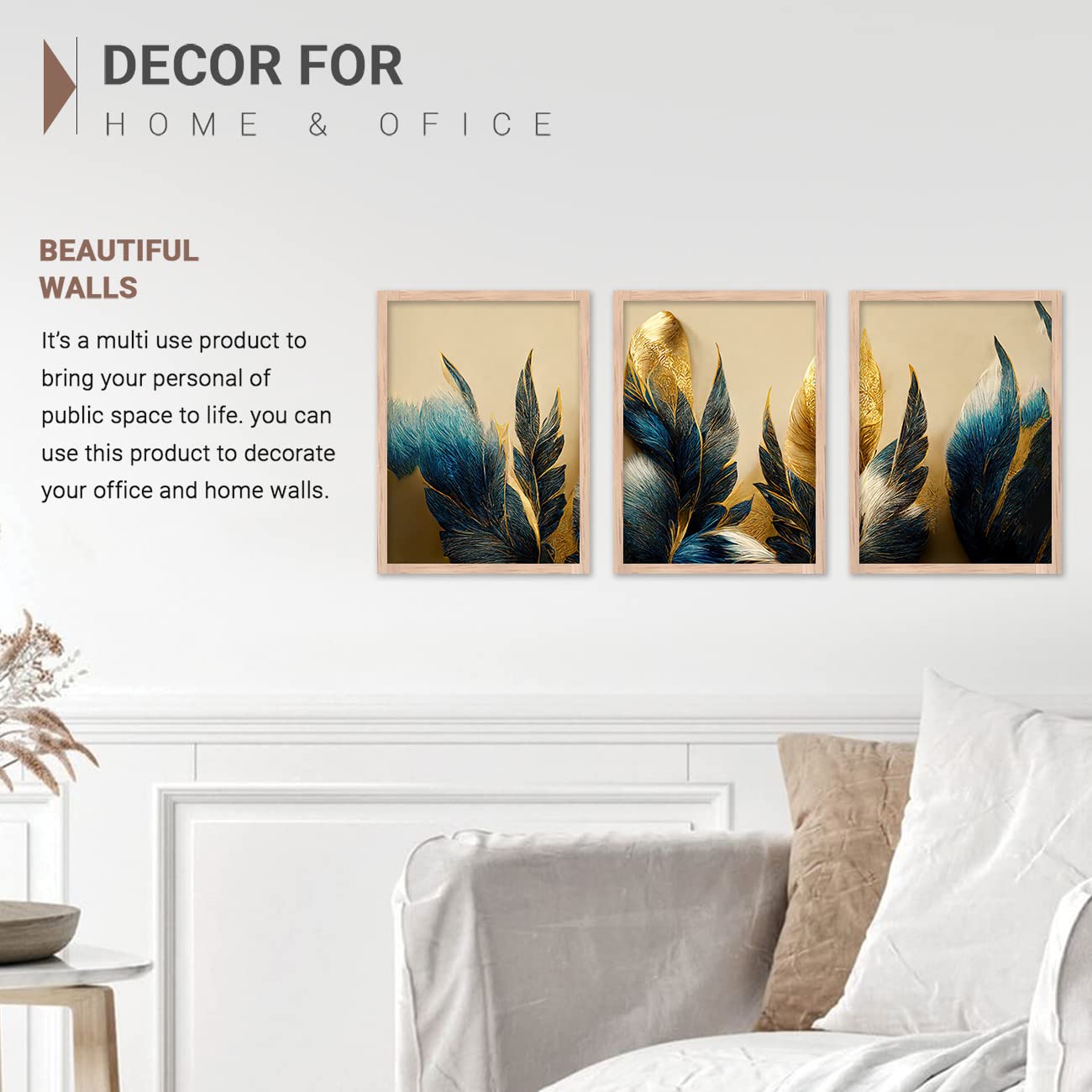 Wall Painting Set of 3 Modern Art 11x14 Inch Framed Canvas for Living Room Bedroom Decoration