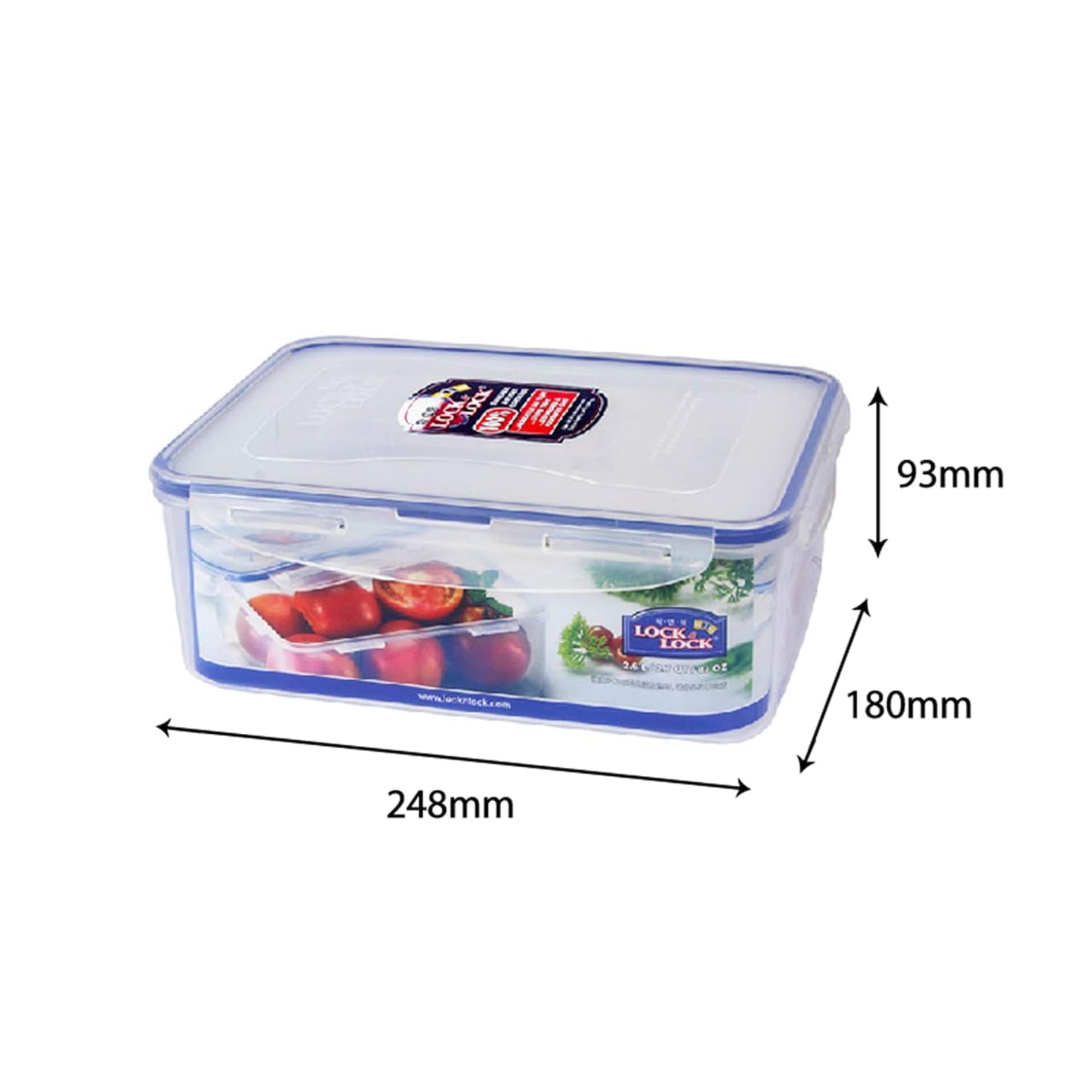 Lock & Lock Airtight Fridge Containers With Lid 2.6 Liters, Leak Proof