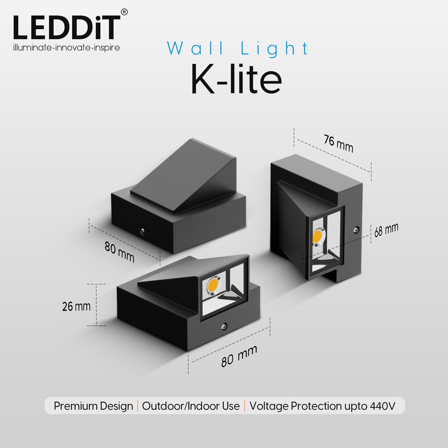 LED Wall Light Up Down Design Aluminium Waterproof IP65 Warm White 5-Watt