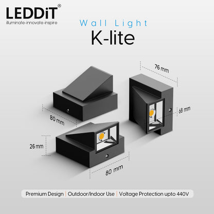 LED Wall Light Up Down Design Aluminium Waterproof IP65 Warm White 5-Watt