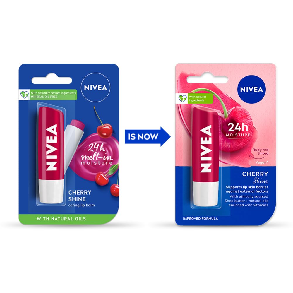 NIVEA Cherry Shine Lip Balm 4.8g - Moisturizing Gloss Finish