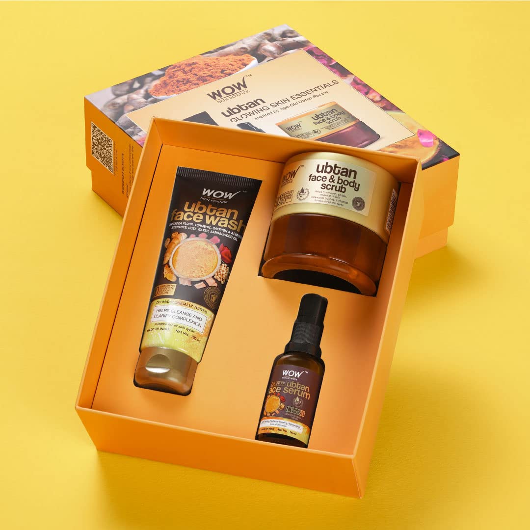 Ubtan Glowing Skin Gift Kit: Face Wash, Serum, Scrub Set