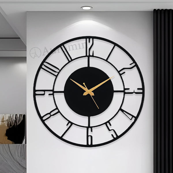 Large Metal Wall Clock with Silent Sweep Movement - 60 cm, Antique Design for Living Room and Bedroom