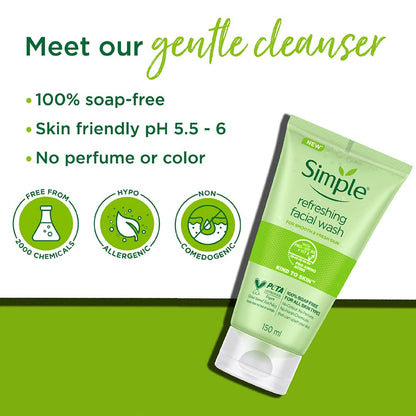 Refreshing Face Wash 150ml - Soap-Free Cleanser for All Skin Types