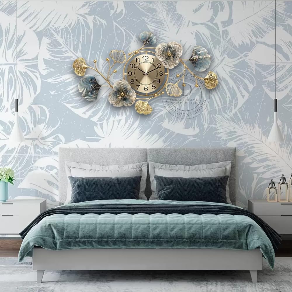 Antique Metal Wall Clock - Large Decorative 60cm Silent Design for Living Room and Office