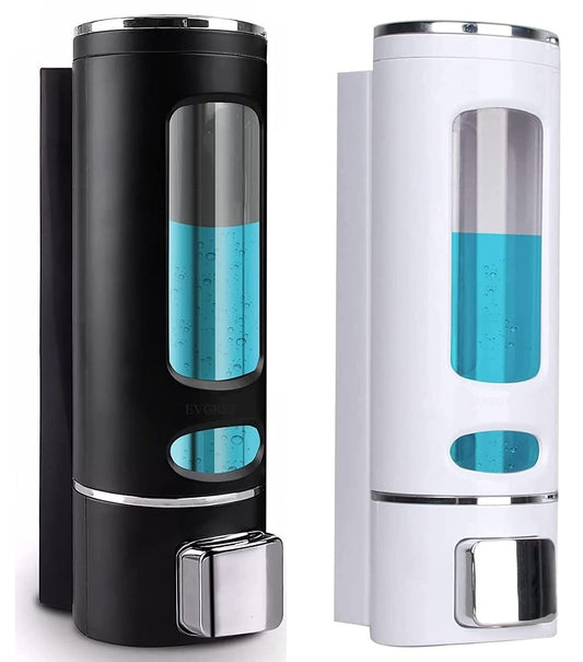 Wall Mounted Soap Dispenser - Plastic - Black and White - 400 ml Each