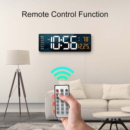 Lancoon 16 Inch Digital Wall Clock with LED Display and Remote Control