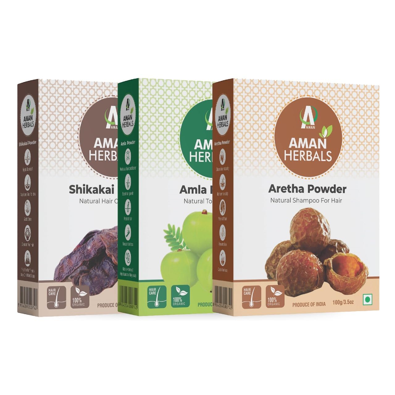 Organic Amla Reetha Shikakai Hair Cleanser Powder Combo