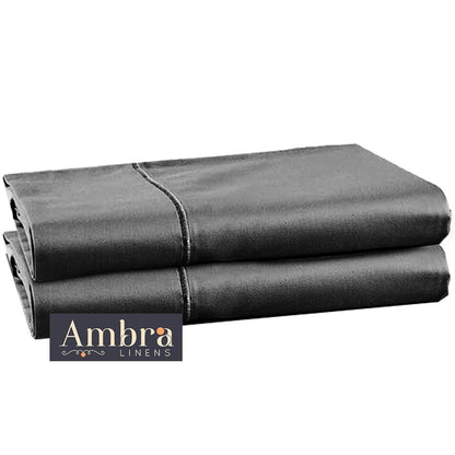 Ambra Linens Ultra Soft Pillow Protectors 400TC Set of 2 Breathable Pillow Covers-Grey