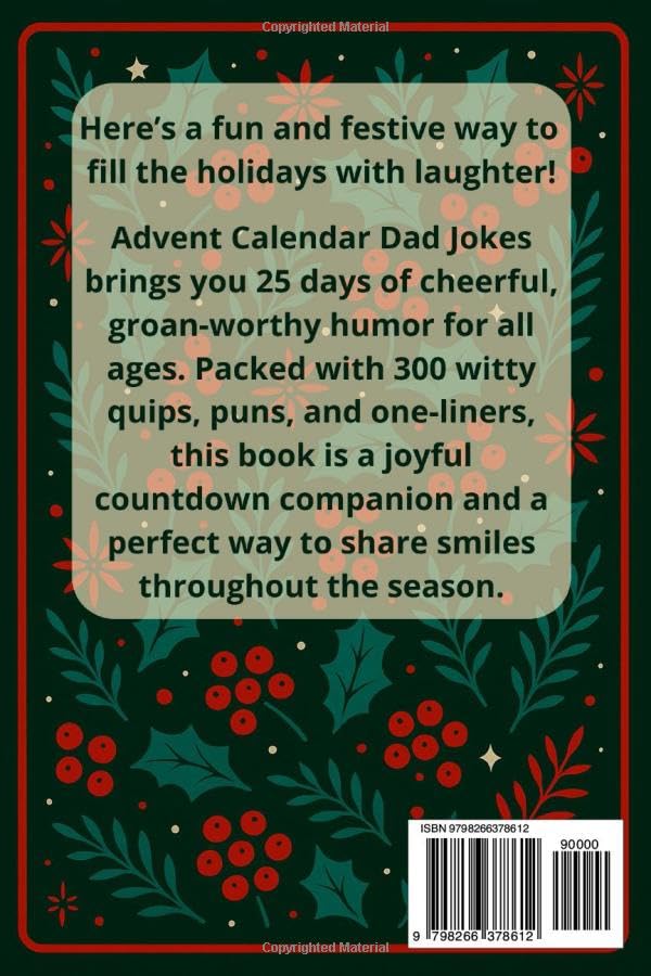Advent Calendar 2025: Dad Jokes: 24 Days of Festive Fun for Adults, Family-Friendly Humor, Great Gift for Men and Women