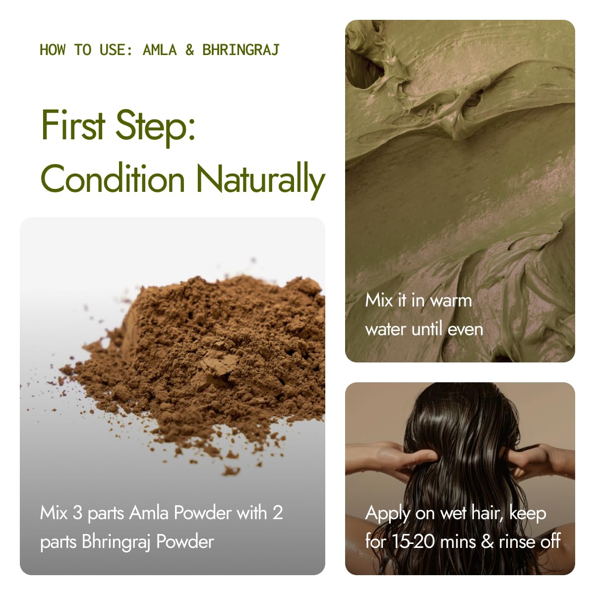 Organic Amla, Reetha, Bhringraj & Shikakai Hair Powder Combo
