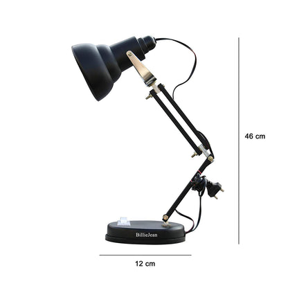 Table Lamp with Aluminium Shade, Matte Black Finish, B22 Holder, 2.5m Wire Length