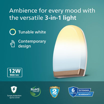 Decorative Wall Light 12W Tunable White Dawn Gold Slim Design