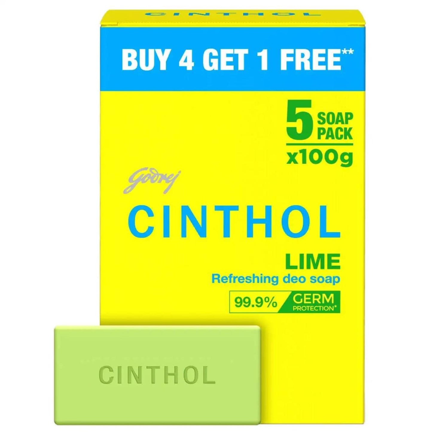 Lime Soap Pack of 5, 100g - Fresh Fragrance, Germ Protection