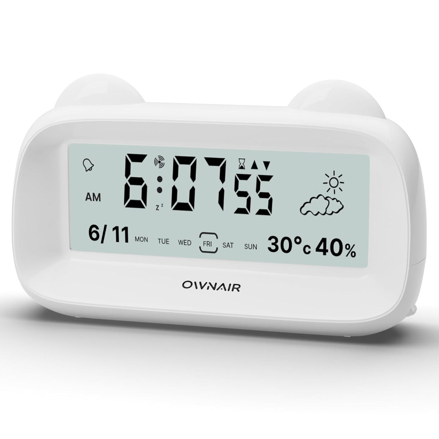 Digital Clock for Table – Digital Alarm Clock with Simulated Weather, Temperature & Humidity Sensor, Date & Time, Dual Alarm & Backlight | Ideal for Heavy Sleepers, Bedroom, Study & Office