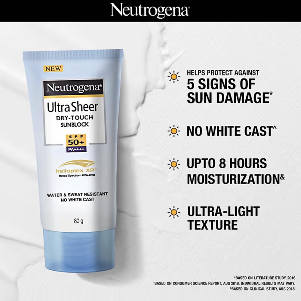 Neutrogena Ultra Sheer SPF 50+ Sunscreen, 80g, Water Resistant