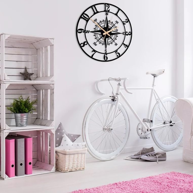 Metal Analog Wall Clock 40cm Matte Black with Classic Numerals