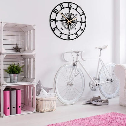 Metal Analog Wall Clock 40cm Matte Black with Classic Numerals