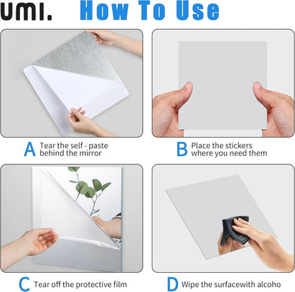 Acrylic Mirror Finish Decorative Wall Tiles - 4pc Pack - 30 x 21 cm - Flexible Self-Adhesive