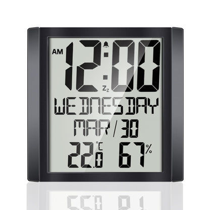 Digital Wall Clock with Temperature and Humidity Display - Battery Operated, Large Screen