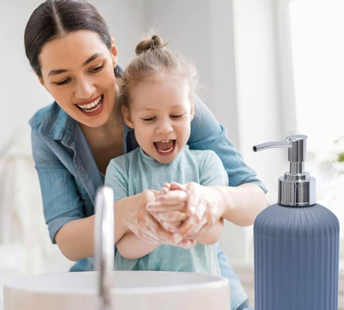 Soap Dispenser - Refillable PVC with Metallic Grey Finish - 300 ML