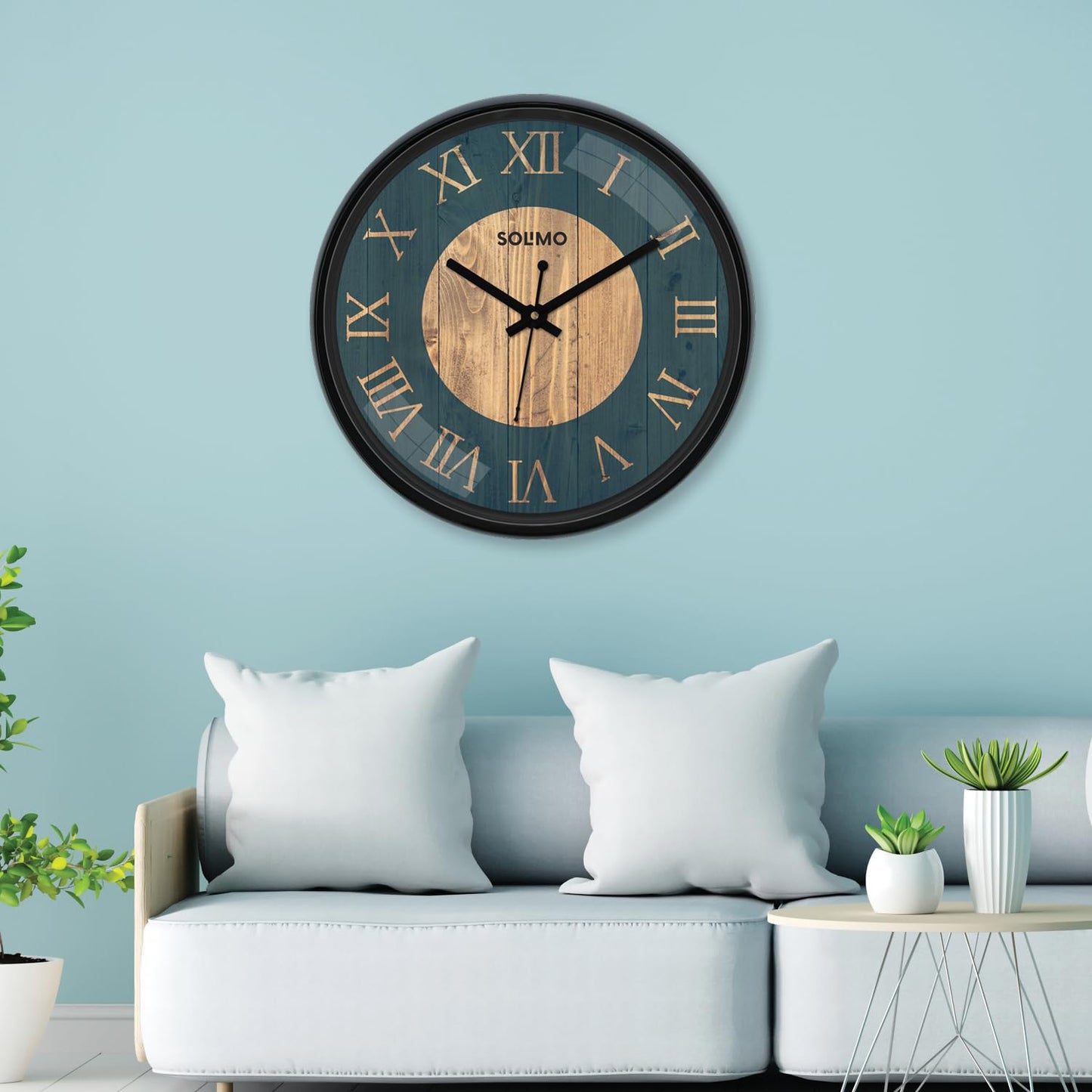 Wall Clock with Sweep Movement - 12 Inch Black Plastic Frame
