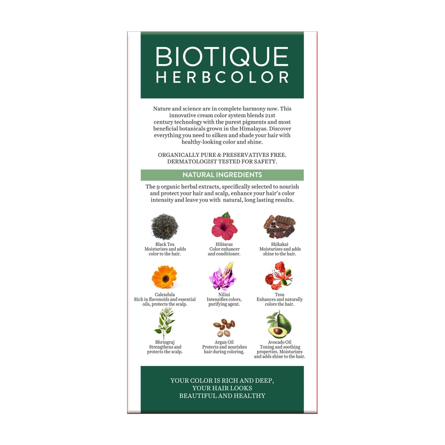 Ammonia-Free Herbal Hair Color, Natural Black 1N, 50g+110ml