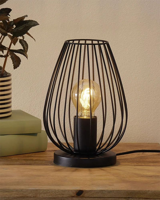 Metal Table Lamp Vintage Design Black 22x22x21 cm