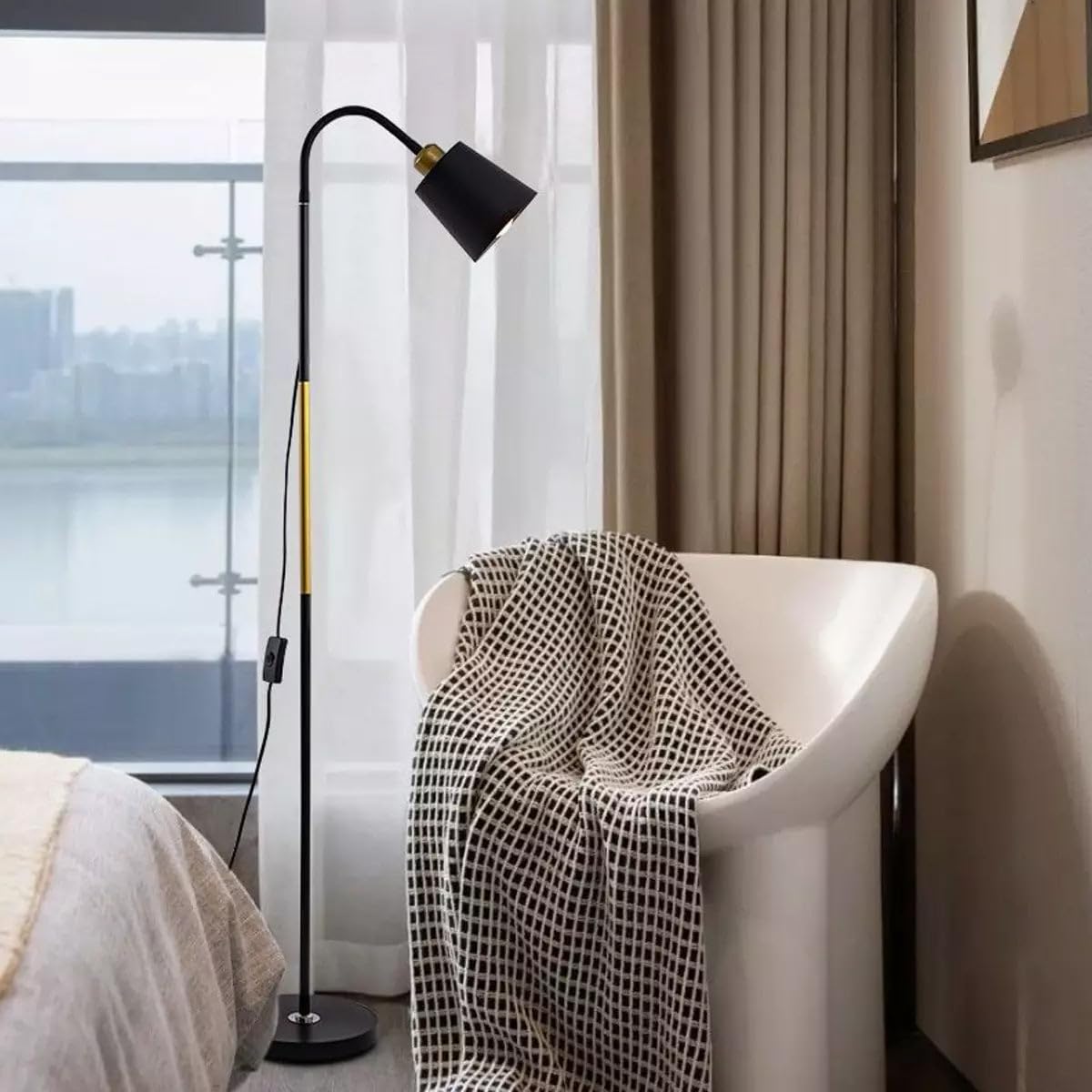 LED Floor Lamp Modern Minimalism Black Metal 150 cm