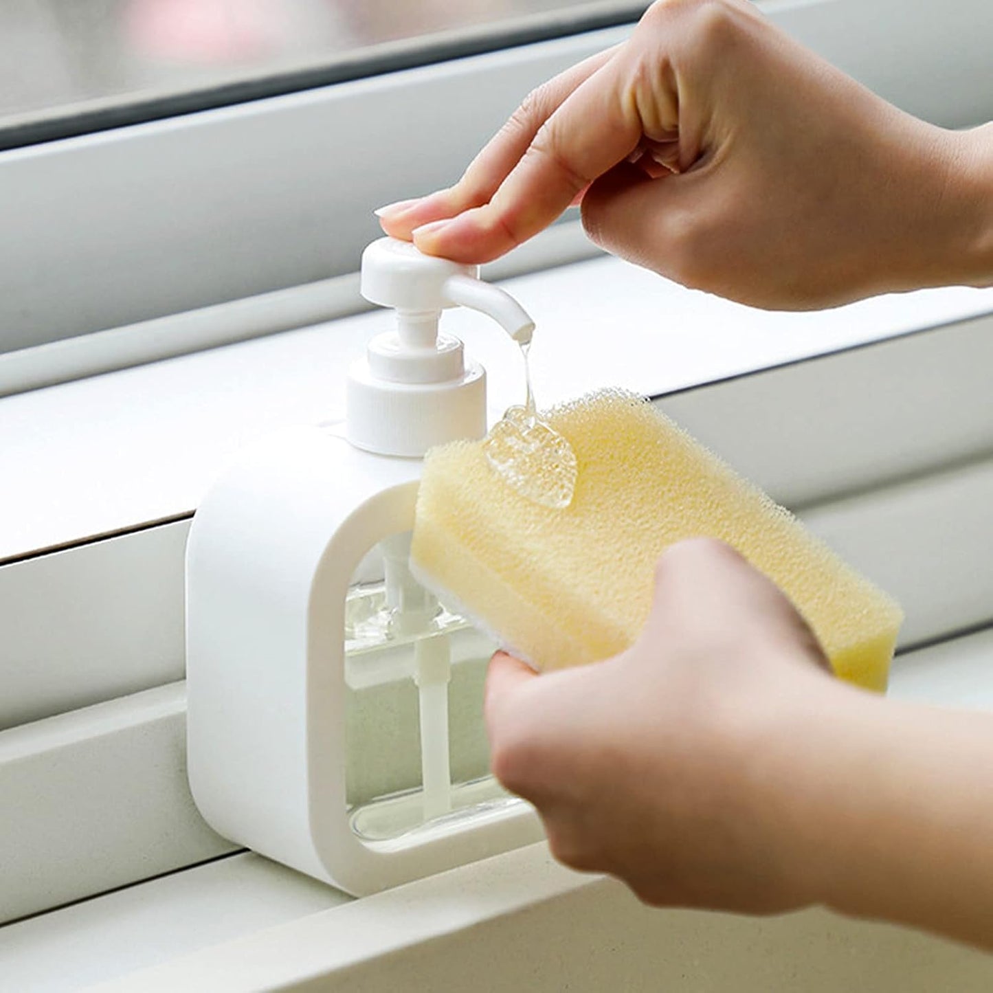Soap Dispenser - Modern White Plastic - Refillable 10 Oz/17 Oz - Leak-Proof Pump - Eco-Friendly Design