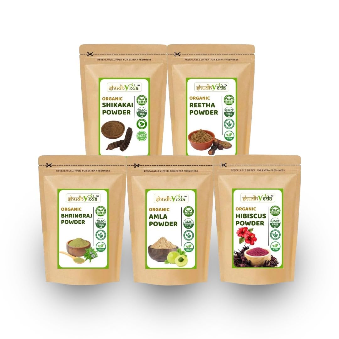 Organic Hair Care Powder Combo - Amla, Reetha, Shikakai & Hibiscus - 150g