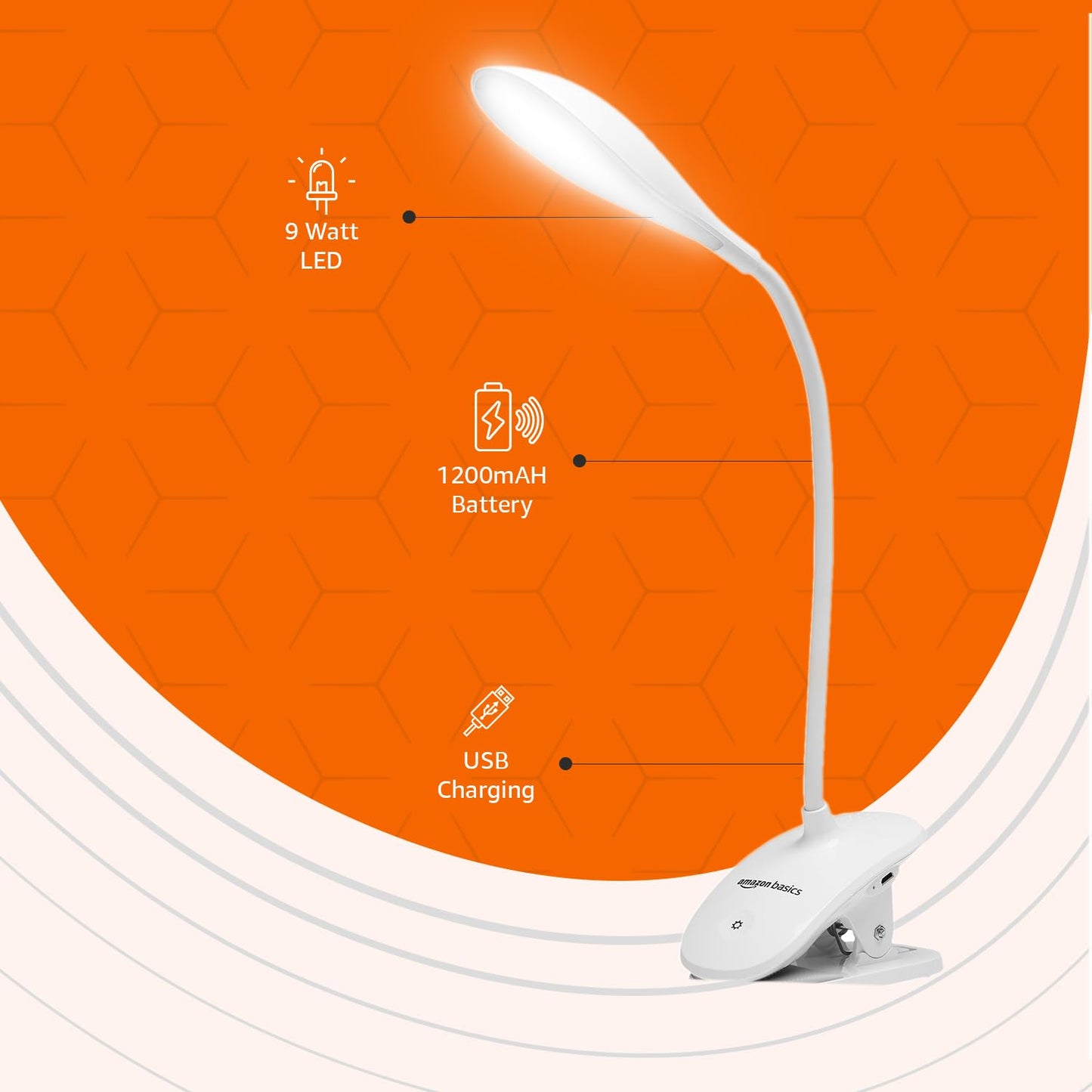 Table Lamp with Touch Panel Control and Adjustable Angle - 3.7V 1200mAh Lithium Battery